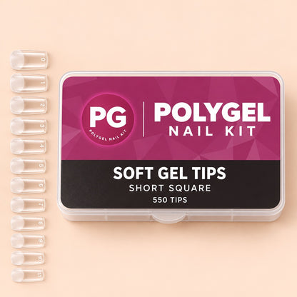Soft Gel Nail Tips, Short Square, 550 Count